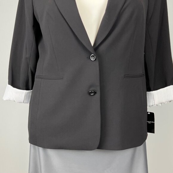 Tahari ASL Womens Plus Black 2 Button Roll Tab Jacket Career Blazer size 18W - Picture 5 of 15